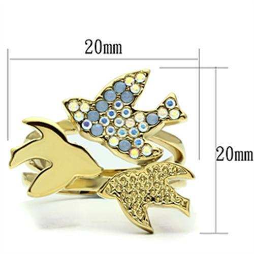 GL277 - IP Gold(Ion Plating) Brass Ring with Top Grade Crystal in Multi Color - Alamode - Flyclothing LLC