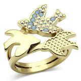 GL277 - IP Gold(Ion Plating) Brass Ring with Top Grade Crystal in Multi Color - Alamode - Flyclothing LLC