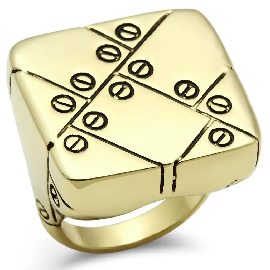 GL287 - IP Gold(Ion Plating) Brass Ring with Epoxy in Jet - Alamode - Flyclothing LLC