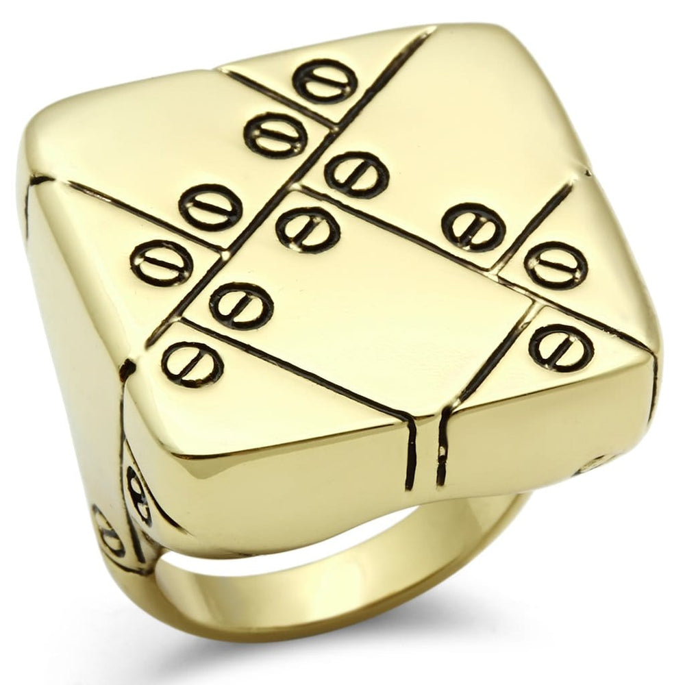 GL287 - IP Gold(Ion Plating) Brass Ring with Epoxy  in Jet - Alamode