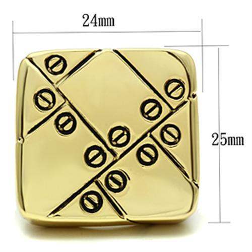 GL287 - IP Gold(Ion Plating) Brass Ring with Epoxy in Jet - Alamode - Flyclothing LLC