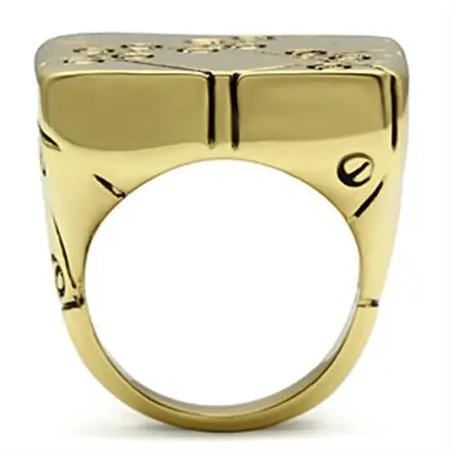 GL287 - IP Gold(Ion Plating) Brass Ring with Epoxy in Jet - Alamode - Flyclothing LLC
