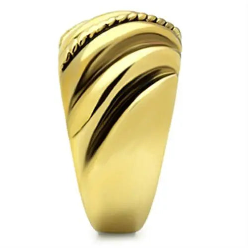 GL289 - IP Gold(Ion Plating) Brass Ring with Epoxy in Jet - Alamode - Flyclothing LLC
