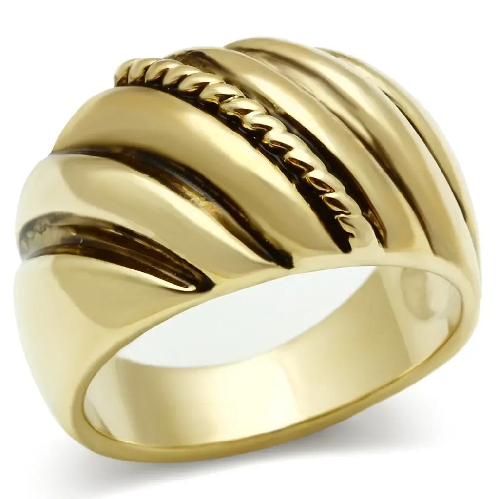 GL289 - IP Gold(Ion Plating) Brass Ring with Epoxy in Jet - Alamode - Flyclothing LLC