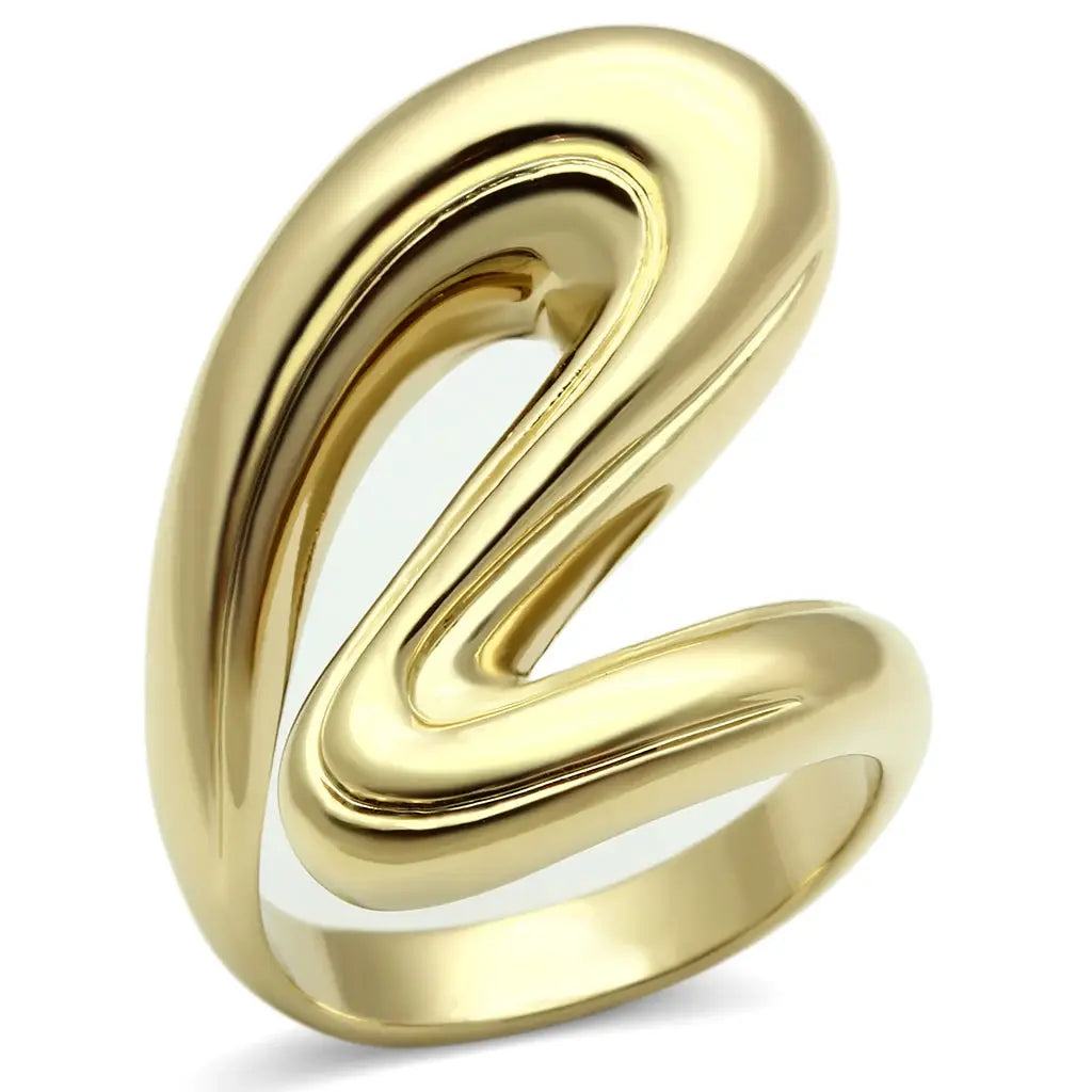 GL290 - IP Gold(Ion Plating) Brass Ring with No Stone - Alamode - Flyclothing LLC