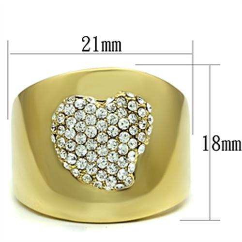 GL293 - IP Gold(Ion Plating) Brass Ring with Top Grade Crystal in Clear - Alamode - Flyclothing LLC