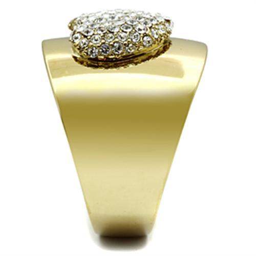 GL293 - IP Gold(Ion Plating) Brass Ring with Top Grade Crystal in Clear - Alamode - Flyclothing LLC