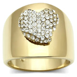 GL293 - IP Gold(Ion Plating) Brass Ring with Top Grade Crystal in Clear - Alamode - Flyclothing LLC