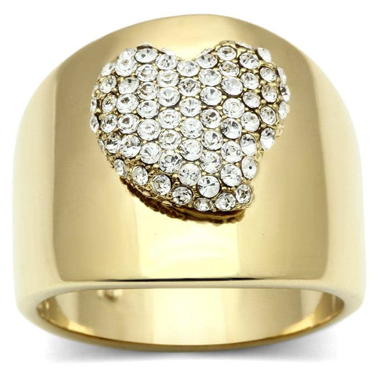 GL293 - IP Gold(Ion Plating) Brass Ring with Top Grade Crystal in Clear - Alamode - Flyclothing LLC
