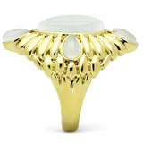 GL294 - IP Gold(Ion Plating) Brass Ring with Synthetic Cat Eye in White - Alamode