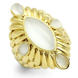 GL294 - IP Gold(Ion Plating) Brass Ring with Synthetic Cat Eye in White - Alamode