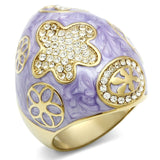 GL295 - IP Gold(Ion Plating) Brass Ring with Top Grade Crystal  in Clear - Alamode