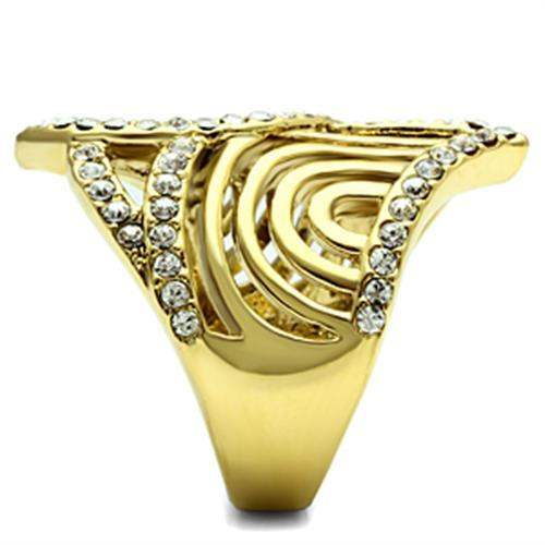 GL296 - IP Gold(Ion Plating) Brass Ring with Top Grade Crystal in Clear - Alamode - Flyclothing LLC
