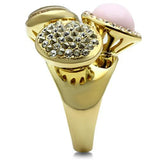 GL301 - IP Gold(Ion Plating) Brass Ring with Top Grade Crystal  in Multi Color - Alamode