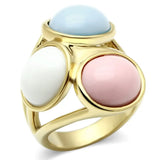 GL303 - IP Gold(Ion Plating) Brass Ring with Synthetic Synthetic Stone in Multi Color - Alamode - Flyclothing LLC
