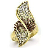 GL304 - IP Gold(Ion Plating) Brass Ring with Top Grade Crystal in Multi Color - Alamode - Flyclothing LLC