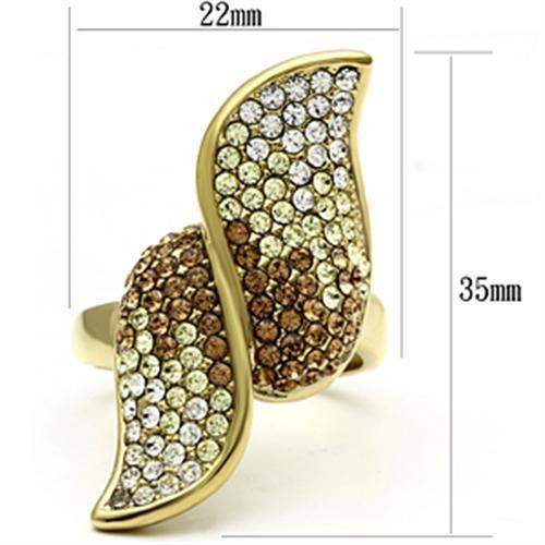 GL304 - IP Gold(Ion Plating) Brass Ring with Top Grade Crystal in Multi Color - Alamode - Flyclothing LLC
