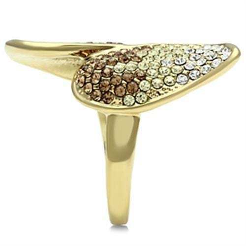 GL304 - IP Gold(Ion Plating) Brass Ring with Top Grade Crystal in Multi Color - Alamode - Flyclothing LLC