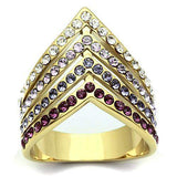 GL305 - IP Gold(Ion Plating) Brass Ring with Top Grade Crystal in Multi Color - Alamode - Flyclothing LLC
