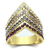 GL305 - IP Gold(Ion Plating) Brass Ring with Top Grade Crystal in Multi Color - Alamode - Flyclothing LLC