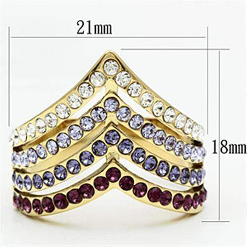 GL305 - IP Gold(Ion Plating) Brass Ring with Top Grade Crystal in Multi Color - Alamode - Flyclothing LLC