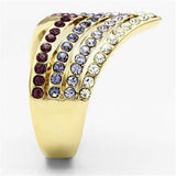 GL305 - IP Gold(Ion Plating) Brass Ring with Top Grade Crystal in Multi Color - Alamode - Flyclothing LLC