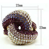 GL306 - IP Gold(Ion Plating) Brass Ring with Top Grade Crystal in Multi Color - Alamode - Flyclothing LLC