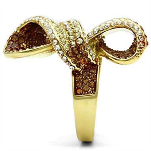 GL307 - IP Gold(Ion Plating) Brass Ring with Top Grade Crystal in Multi Color - Alamode - Flyclothing LLC
