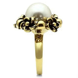 GL308 - IP Gold(Ion Plating) Brass Ring with Synthetic Pearl in White - Alamode - Flyclothing LLC