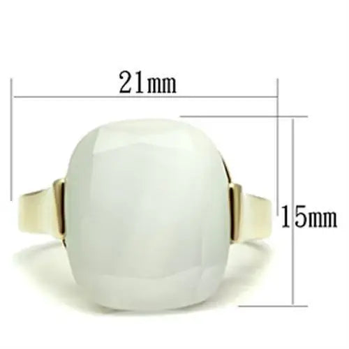GL309 - IP Gold(Ion Plating) Brass Ring with Synthetic Cat Eye in White - Alamode - Flyclothing LLC