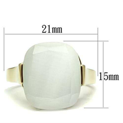 GL309 - IP Gold(Ion Plating) Brass Ring with Synthetic Cat Eye in White - Alamode - Flyclothing LLC