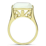 GL309 - IP Gold(Ion Plating) Brass Ring with Synthetic Cat Eye in White - Alamode - Flyclothing LLC