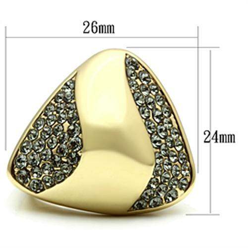 GL311 - IP Gold(Ion Plating) Brass Ring with Top Grade Crystal in Black Diamond - Alamode - Flyclothing LLC