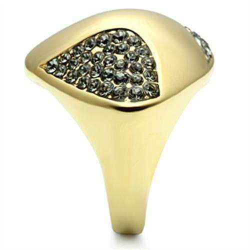 GL311 - IP Gold(Ion Plating) Brass Ring with Top Grade Crystal in Black Diamond - Alamode - Flyclothing LLC