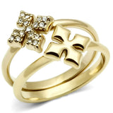 GL319 - IP Gold(Ion Plating) Brass Ring with Top Grade Crystal in Clear - Alamode - Flyclothing LLC