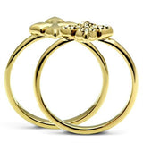 GL319 - IP Gold(Ion Plating) Brass Ring with Top Grade Crystal  in Clear - Alamode