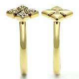 GL319 - IP Gold(Ion Plating) Brass Ring with Top Grade Crystal in Clear - Alamode - Flyclothing LLC
