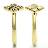 GL319 - IP Gold(Ion Plating) Brass Ring with Top Grade Crystal  in Clear - Alamode