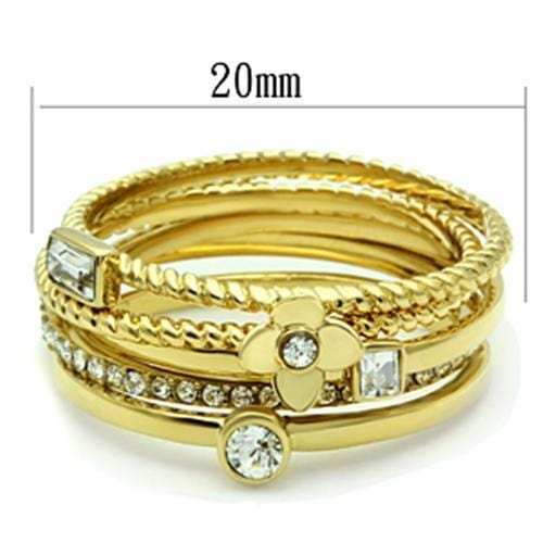 GL322 - IP Gold(Ion Plating) Brass Ring with Top Grade Crystal in Clear - Alamode - Flyclothing LLC