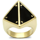 GL325 - IP Gold(Ion Plating) Brass Ring with Epoxy in Jet - Alamode - Flyclothing LLC