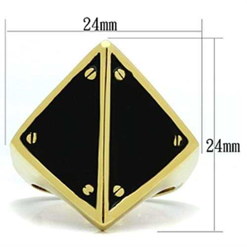GL325 - IP Gold(Ion Plating) Brass Ring with Epoxy in Jet - Alamode - Flyclothing LLC