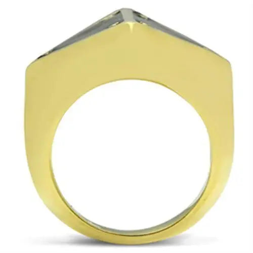 GL325 - IP Gold(Ion Plating) Brass Ring with Epoxy in Jet - Alamode - Flyclothing LLC