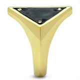 GL325 - IP Gold(Ion Plating) Brass Ring with Epoxy in Jet - Alamode - Flyclothing LLC