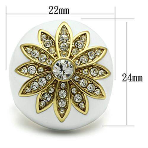 GL326 - IP Gold(Ion Plating) Brass Ring with Top Grade Crystal in Clear - Alamode - Flyclothing LLC
