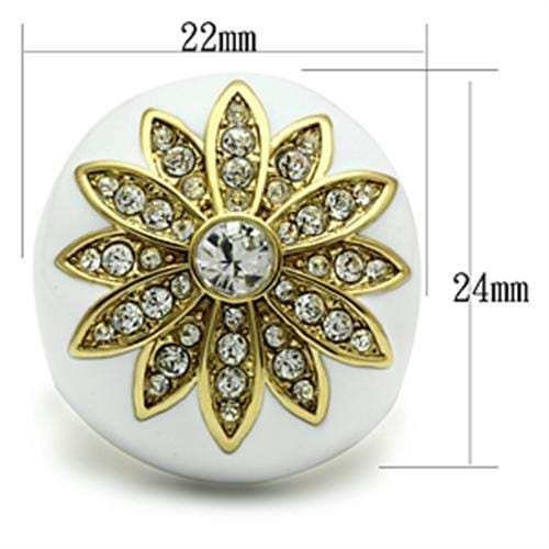 GL326 - IP Gold(Ion Plating) Brass Ring with Top Grade Crystal in Clear - Alamode - Flyclothing LLC