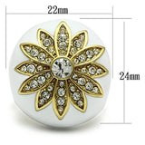 GL326 - IP Gold(Ion Plating) Brass Ring with Top Grade Crystal  in Clear