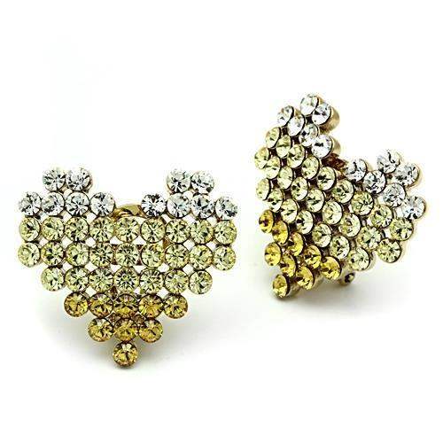 GL333 - IP Gold(Ion Plating) Brass Earrings with Top Grade Crystal in Multi Color - Alamode - Flyclothing LLC