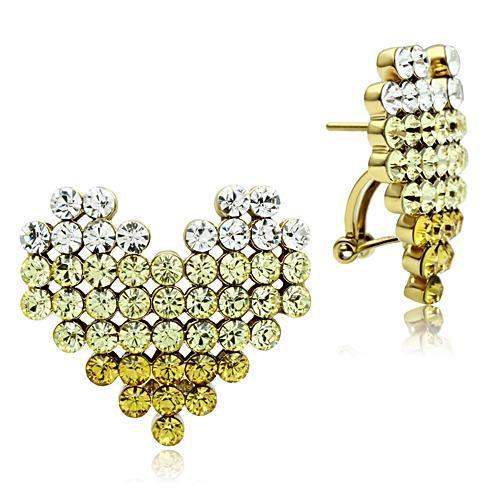 GL333 - IP Gold(Ion Plating) Brass Earrings with Top Grade Crystal in Multi Color - Alamode - Flyclothing LLC