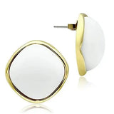 GL338 - IP Gold(Ion Plating) Brass Earrings with Synthetic Synthetic Glass in White - Alamode - Flyclothing LLC