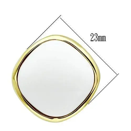 GL338 - IP Gold(Ion Plating) Brass Earrings with Synthetic Synthetic Glass in White - Alamode - Flyclothing LLC